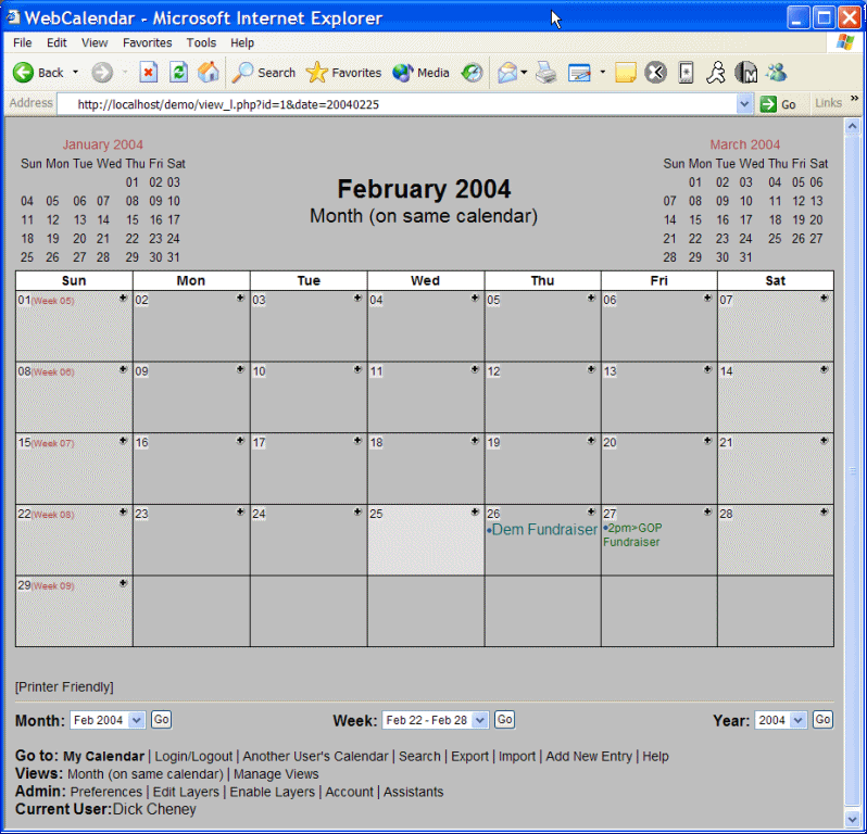 Month (On Same Calendar) Screen Shot